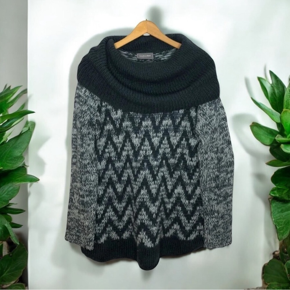 WOODEN SHIPS Paola Buendia Mohair Blend Cowl Neck Sweater Zigzag Pattern knit
